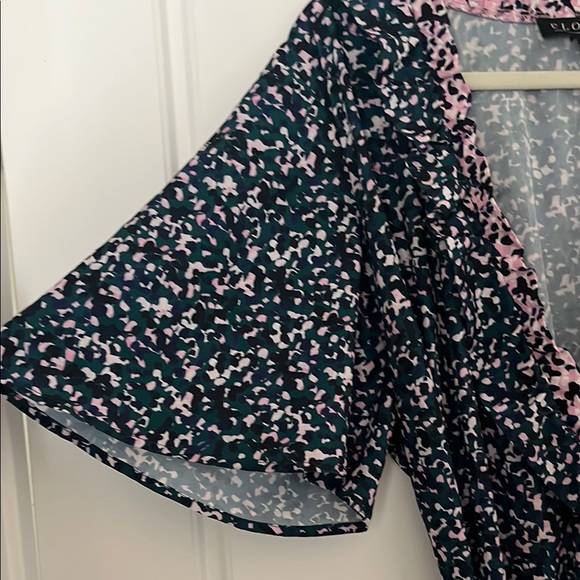 Eloquii Floral Wrap Dress - Pink and Green - Picture 4 of 5